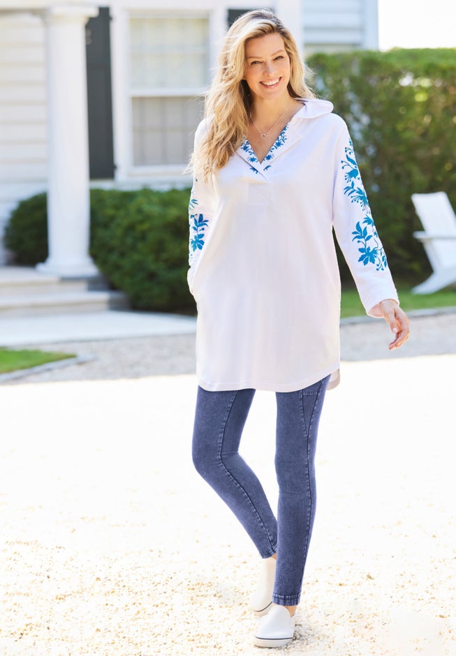 Stretch-Cotton Knit Pull-On Pocket Leggings image number 7