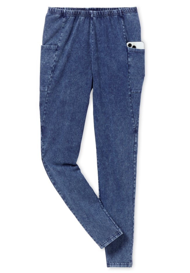 Stretch-Cotton Knit Pull-On Pocket Leggings image number 1