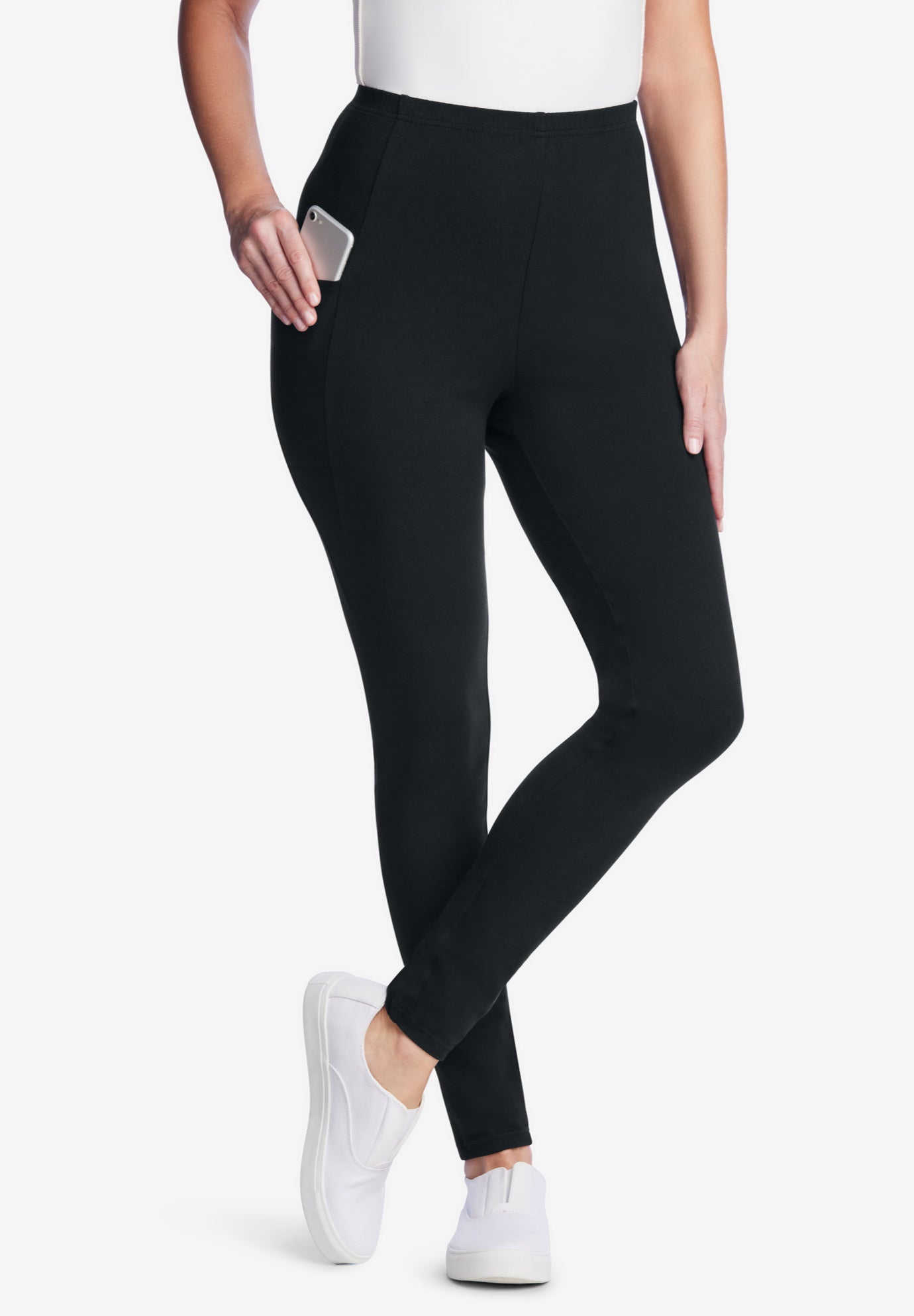 Stretch-Cotton Knit Pull-On Pocket Leggings image number 9