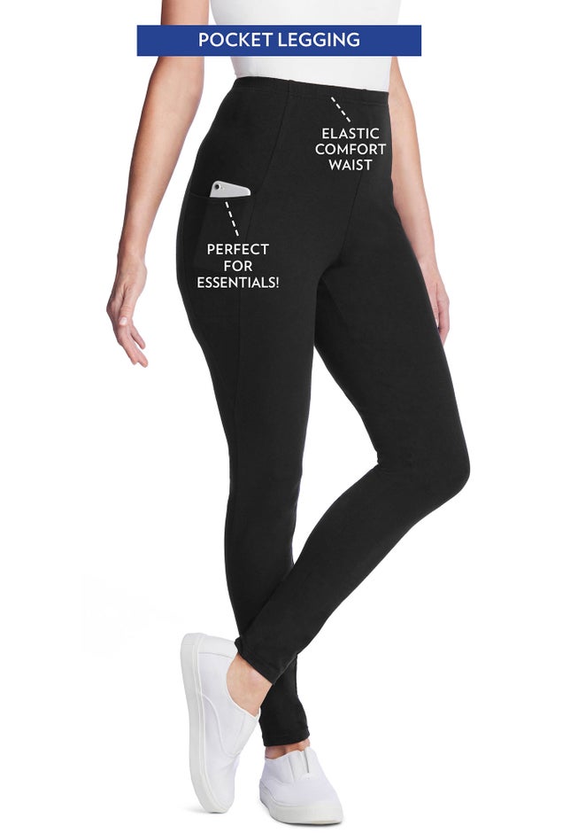 Stretch-Cotton Knit Pull-On Pocket Leggings image number 4