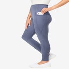 Stretch-Cotton Knit Pull-On Pocket Leggings image number null