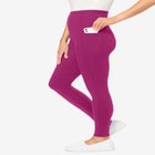 Stretch-Cotton Knit Pull-On Pocket Leggings image number null