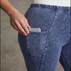 Side Pocket Ankle-Length Pull-On Stretch Knit Cotton Spandex Leggings image number 2