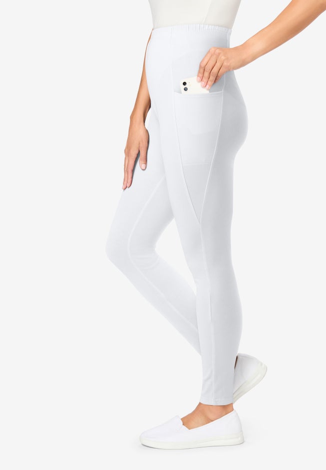 Stretch-Cotton Knit Pull-On Pocket Leggings image number 2