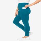 Stretch-Cotton Knit Pull-On Pocket Leggings image number null
