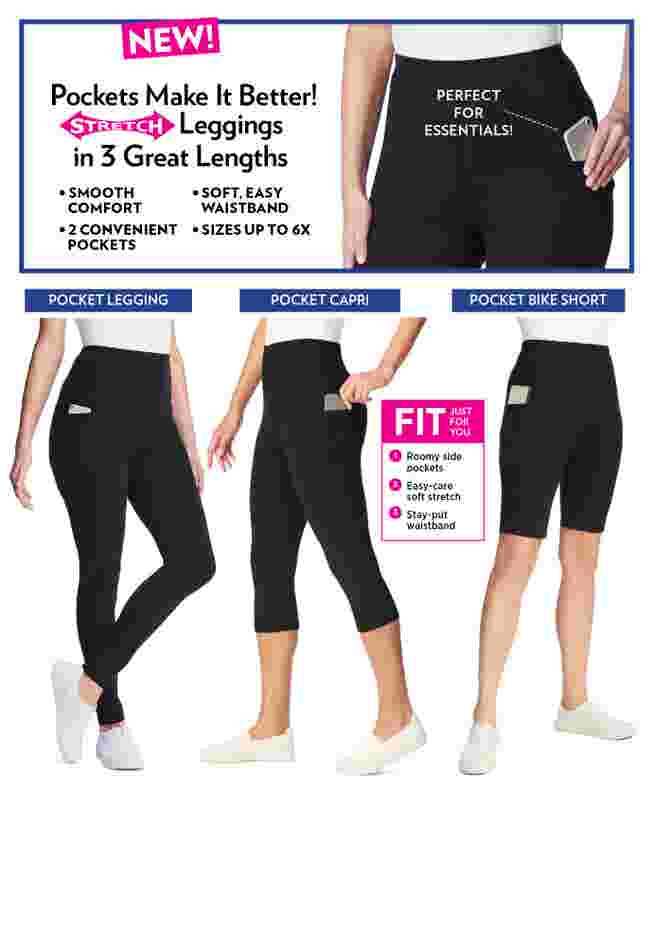 Stretch Cotton Printed Pocket Capri Legging image number 3
