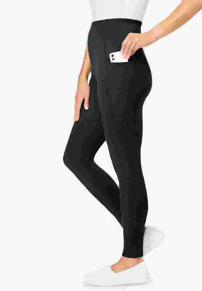 Womens Plus-Size Stretch-Cotton Knit Pull-On Pocket Leggings image number 2