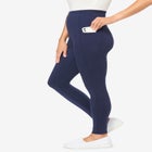 Stretch-Cotton Knit Pull-On Pocket Leggings image number null