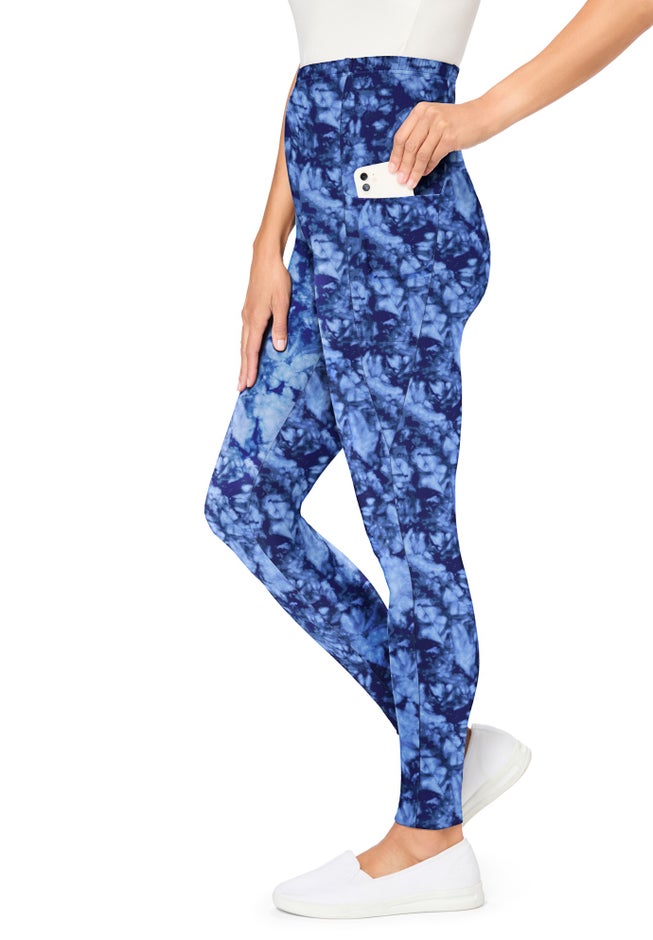Side Pocket Ankle-Length Pull-On Stretch Knit Cotton Spandex Leggings image number 2