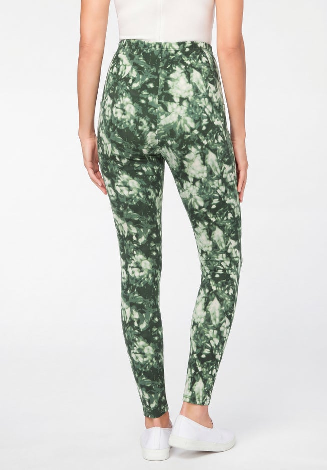 Side Pocket Ankle-Length Pull-On Stretch Knit Cotton Spandex Leggings image number 1