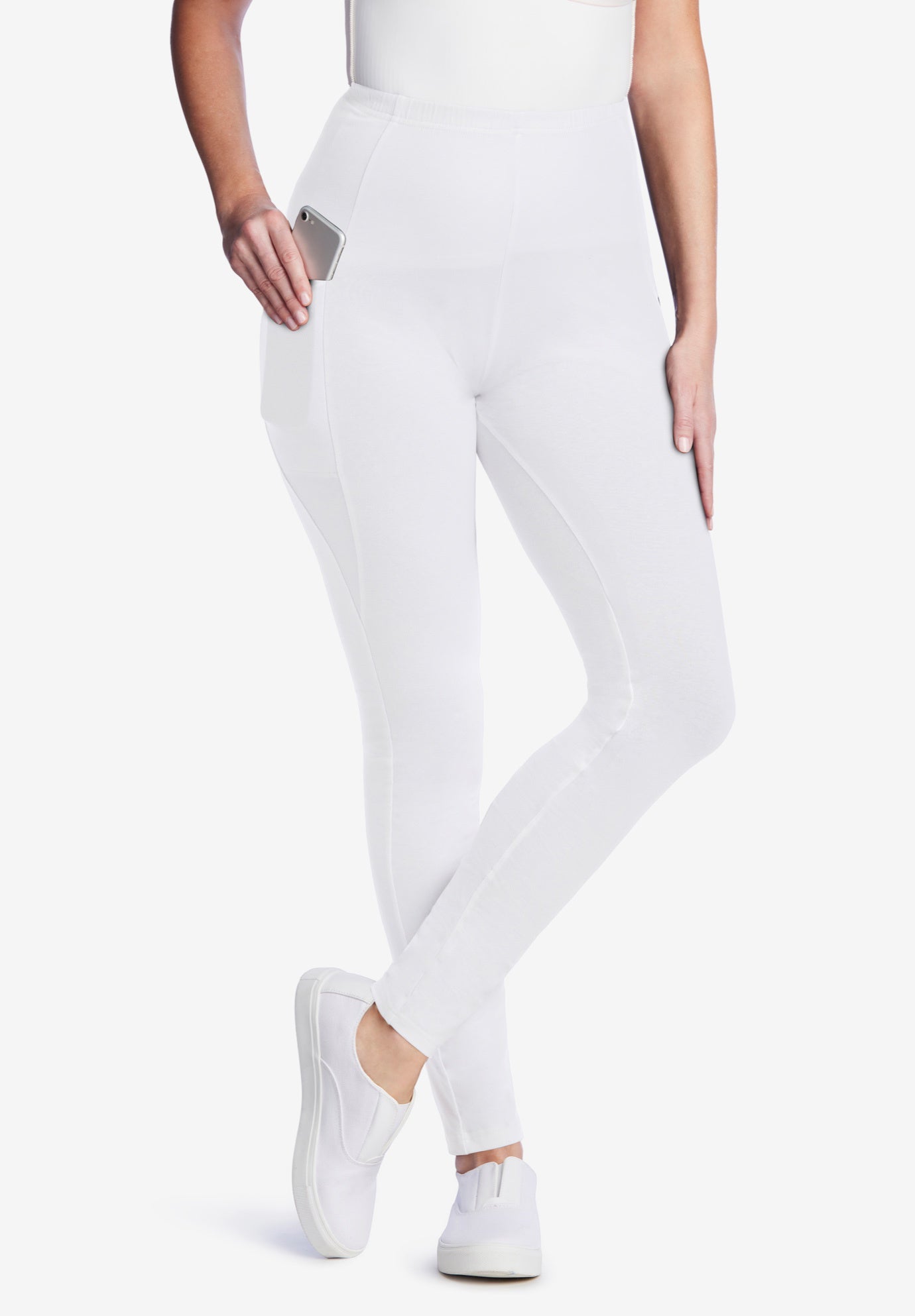 Stretch-Cotton Knit Pull-On Pocket Leggings image number 0