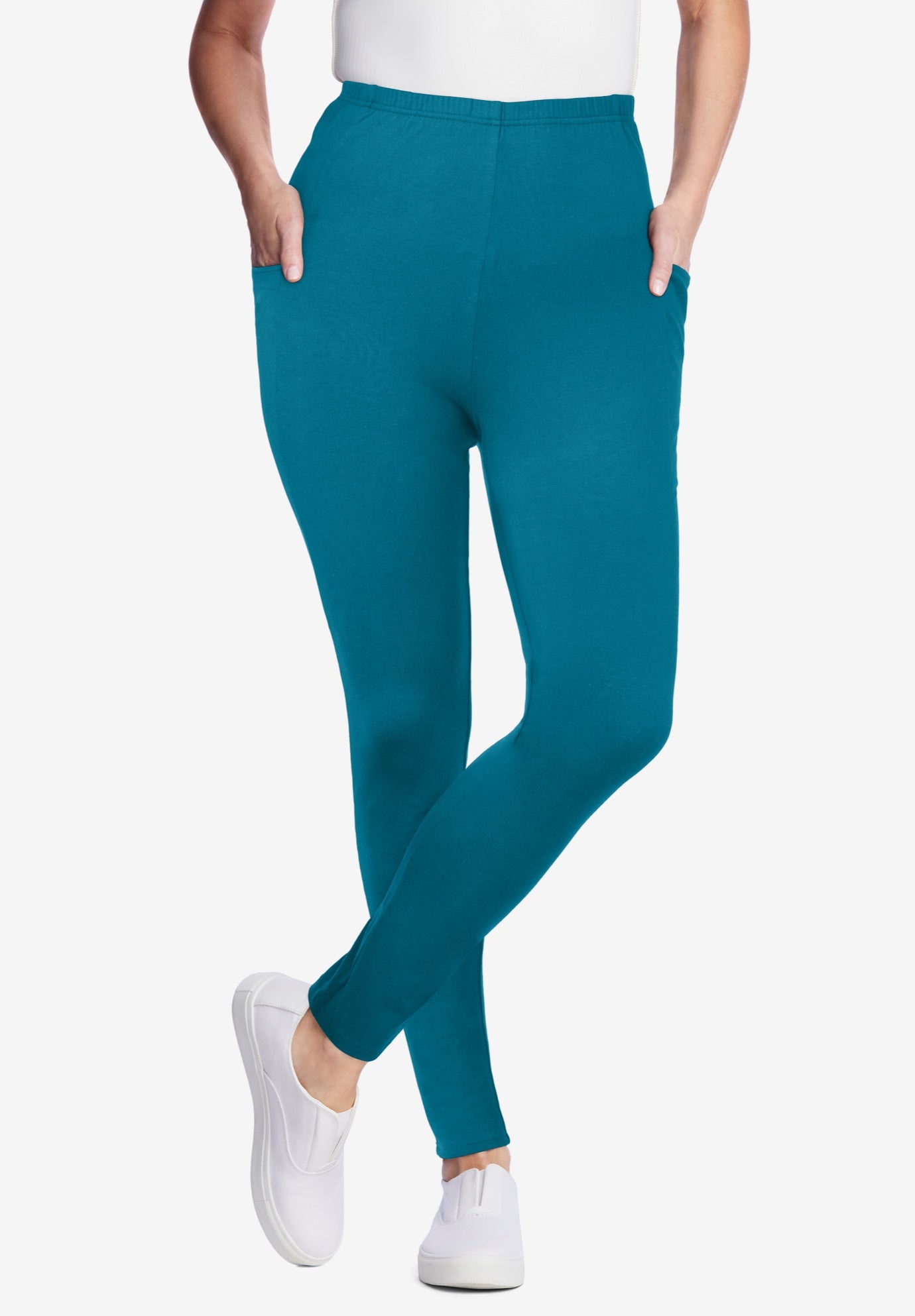 Stretch-Cotton Knit Pull-On Pocket Leggings image number 0
