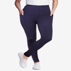 Stretch-Cotton Knit Pull-On Pocket Leggings image number null