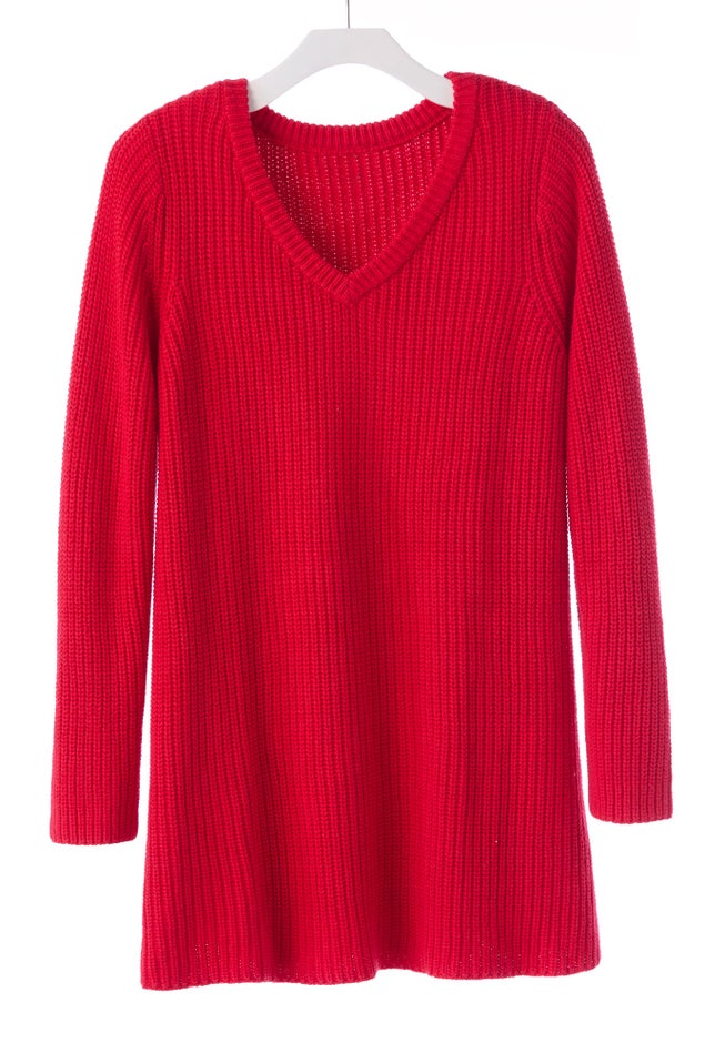 V-Neck Shaker Trapeze Sweater image number 1