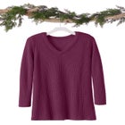 V-Neck Shaker A-Line Sweater image number null