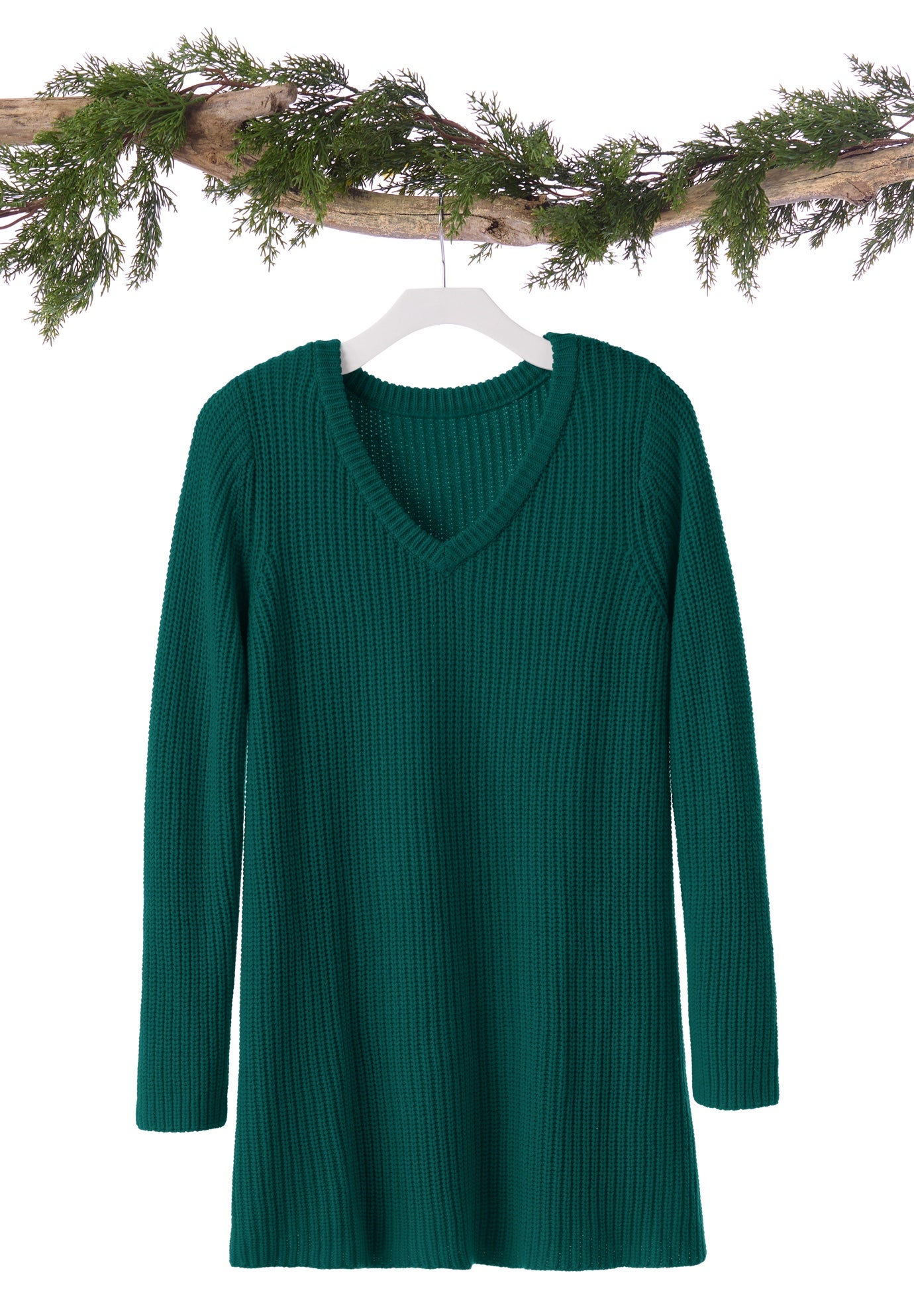 V-Neck Shaker Trapeze Sweater image number 1