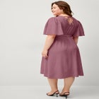 V-Neck Fit and Flare Tie Back Midi Dress image number null