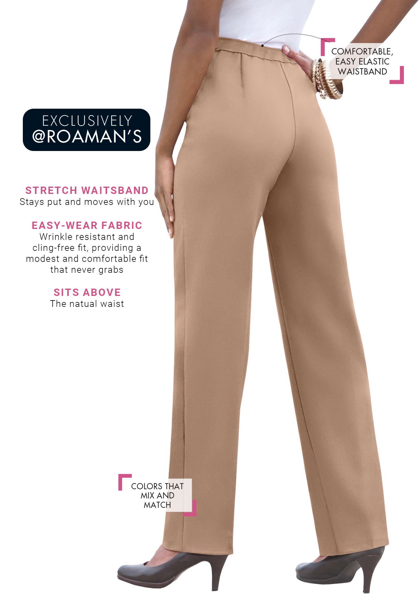 Plus Size Classic Bend Over&reg; Structured Straight Leg Pull-On Pant image number 1
