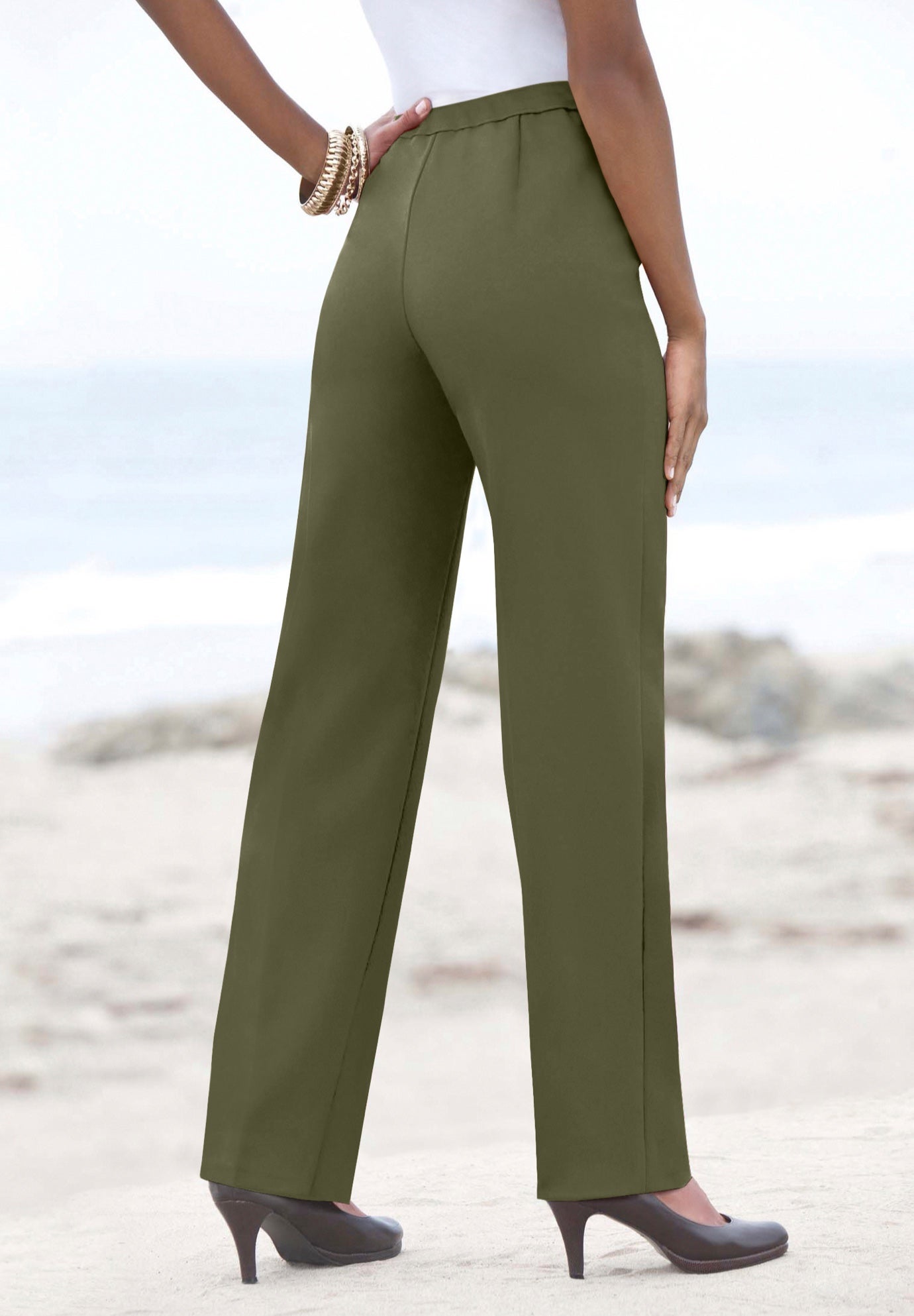 Plus Size Bend Over&reg; Classic Structured Straight-Leg Pull-On Pant image number 1