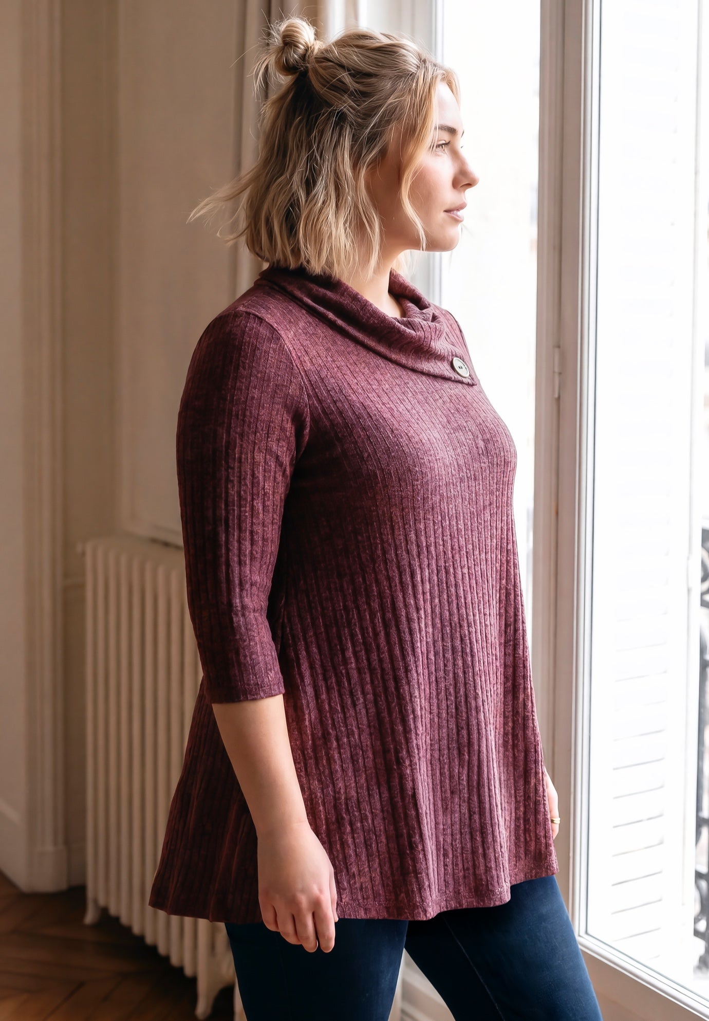 Miley Rib Hacci Button Tunic image number 2