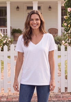 Perfect Short-Sleeve V-Neck Tee