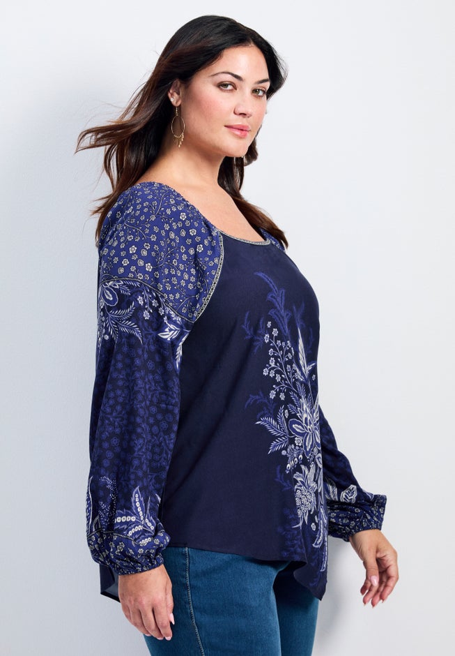 Nichola Scarf Print Top image number 2