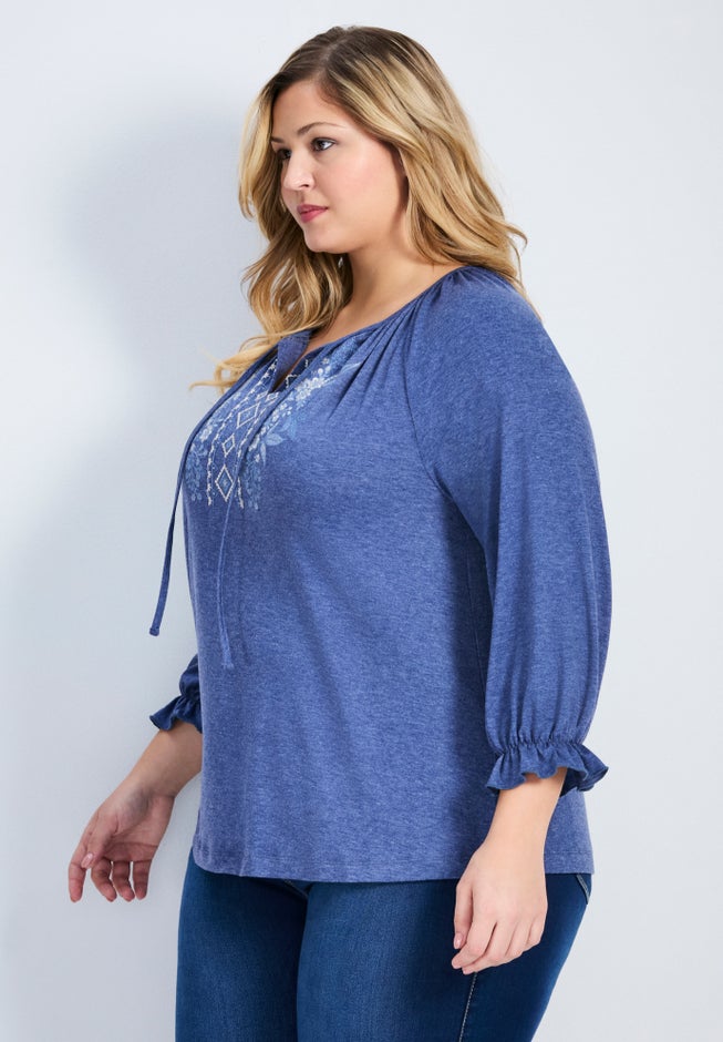 Brie Embroidered Neckline Top image number 2