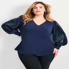 Glam Sequin Sleeve Top image number null
