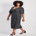 Nala Metallic Mock Wrap Dress image number null