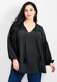 Marcie Lace Yoke Long Sleeve Top