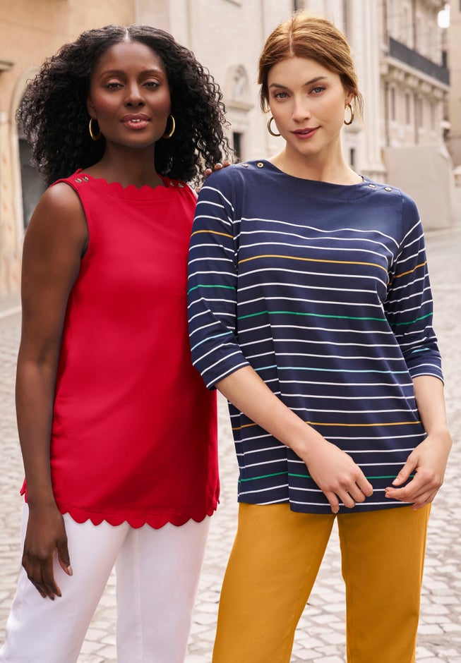 Stretch Cotton Boatneck Tunic image number 5