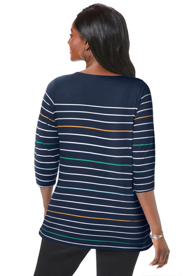 Stretch Cotton Boatneck Tunic image number 1
