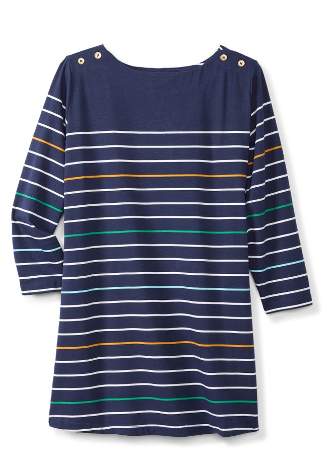 Stretch Cotton Boatneck Tunic image number 3