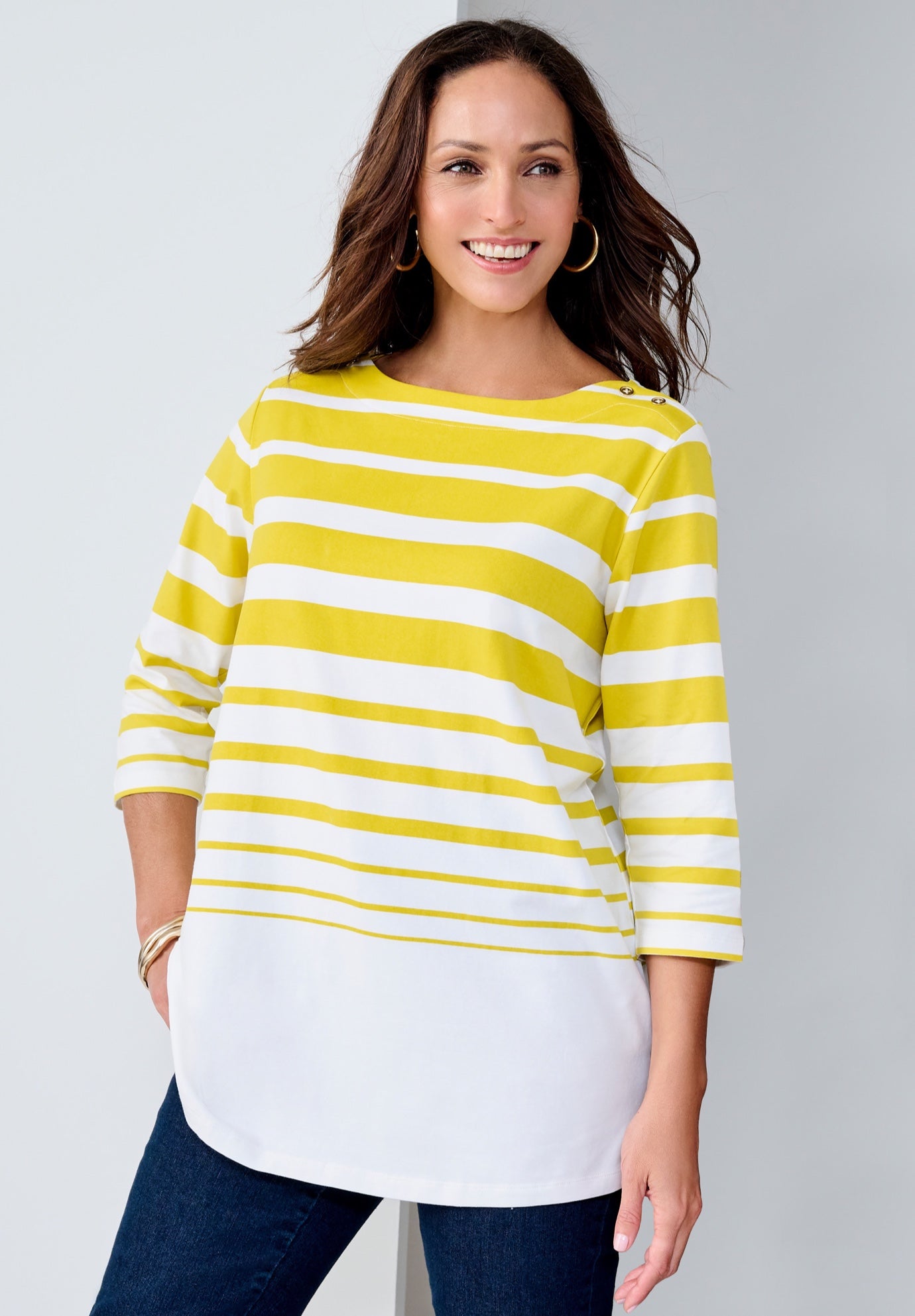 Stretch Cotton Boatneck Tunic image number 6