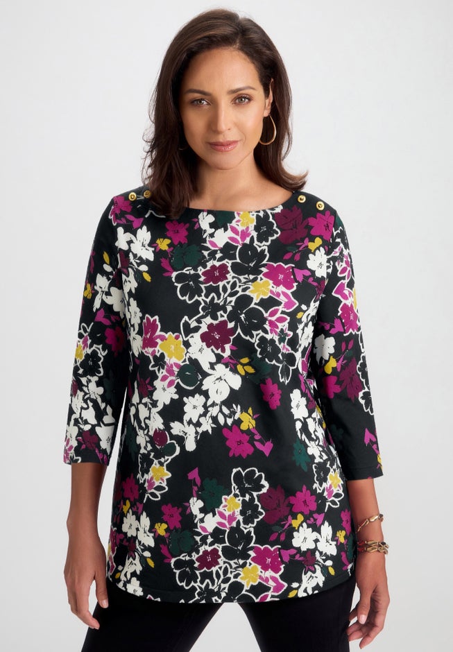 Stretch Cotton Boatneck Tunic image number 7