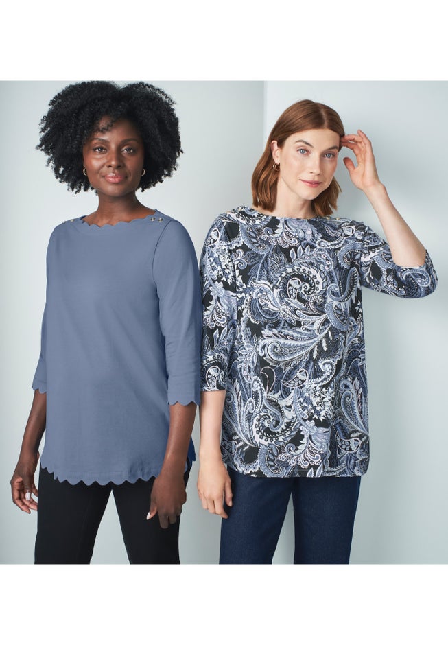 Stretch Cotton Boatneck Tunic image number 1