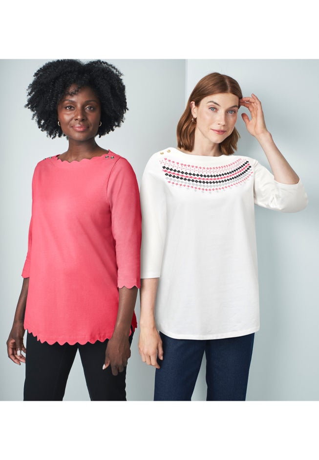 Stretch Cotton Boatneck Tunic image number 4