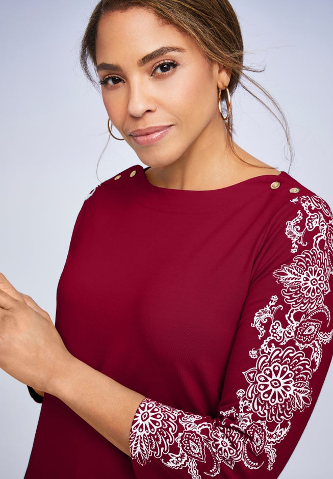 Stretch Cotton Boatneck Tunic image number 1