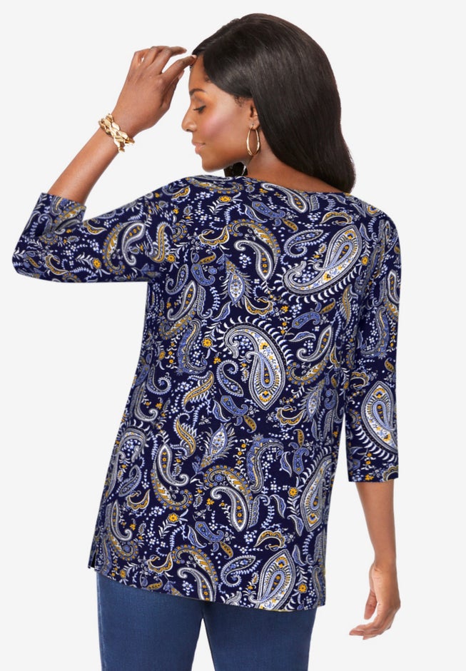 Stretch Cotton Boatneck Tunic image number 2