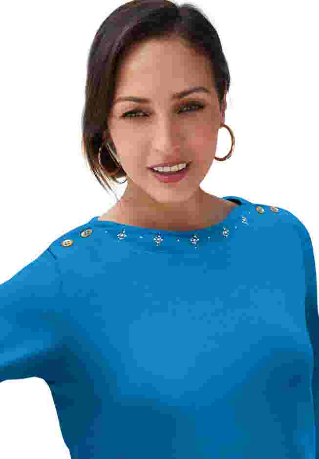 Stretch Cotton Boatneck Tunic image number 3