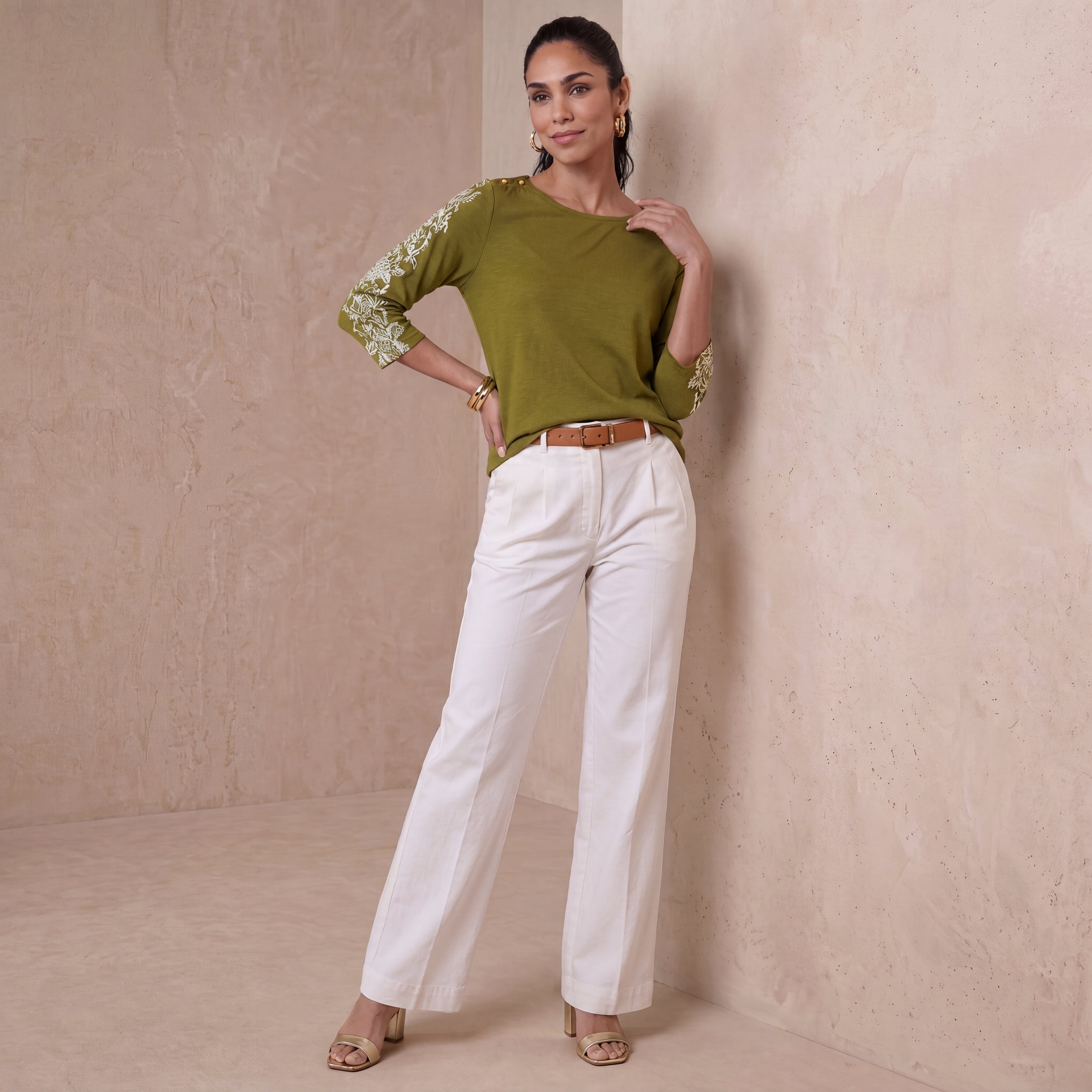 Stretch Cotton Boatneck Tunic image number 0