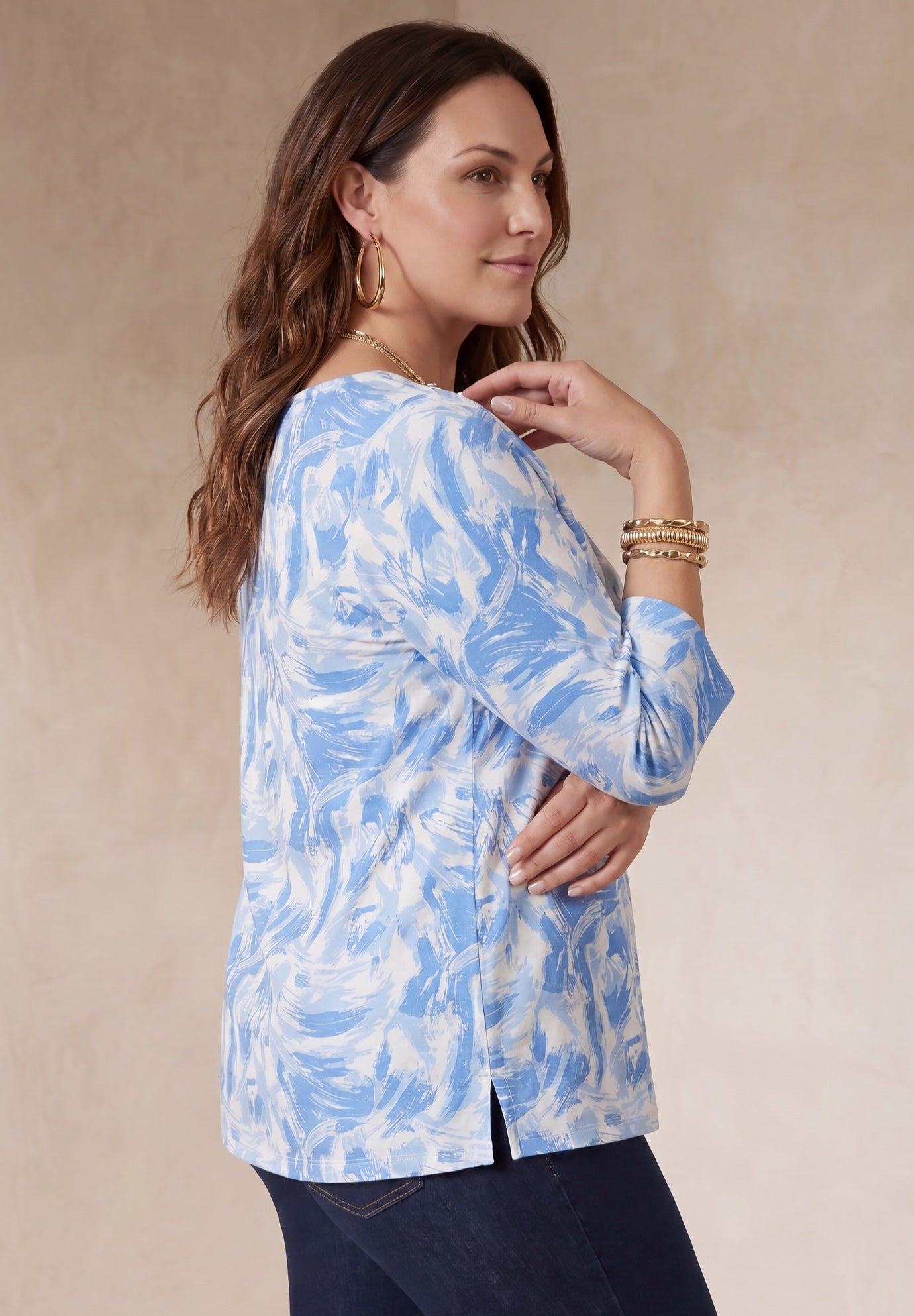 Stretch Cotton Boatneck Tunic image number 3