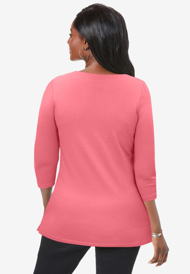 Stretch Cotton Boatneck Tunic image number 2
