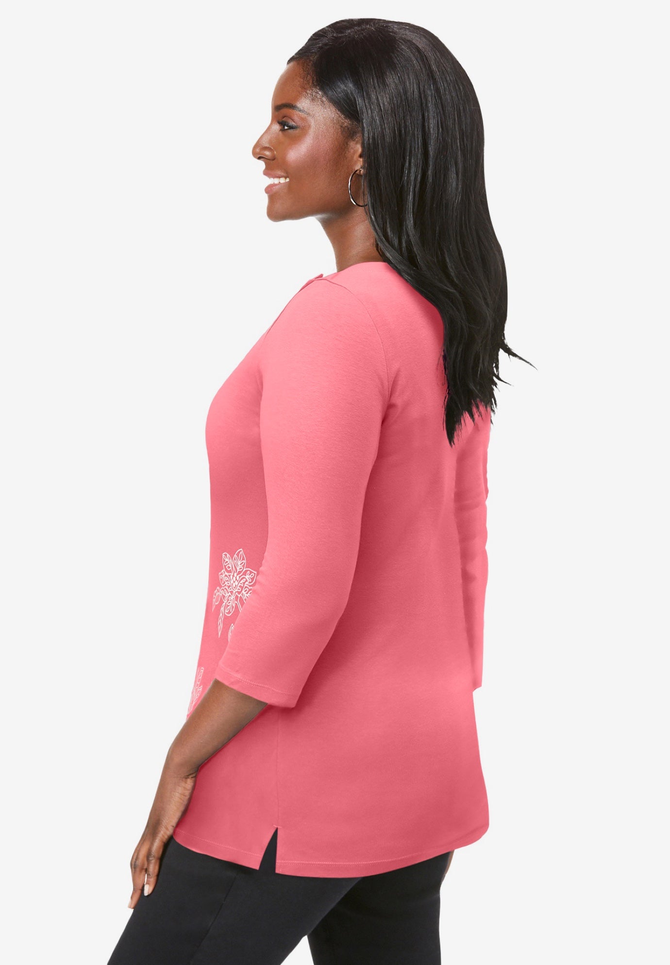 Stretch Cotton Boatneck Tunic image number 1