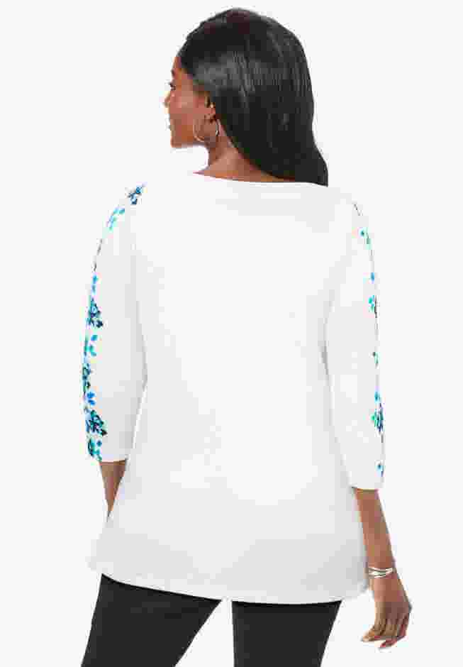 Stretch Cotton Boatneck Tunic image number 2