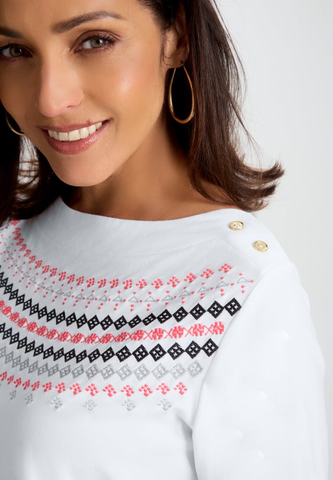 Stretch Cotton Boatneck Tunic image number 3