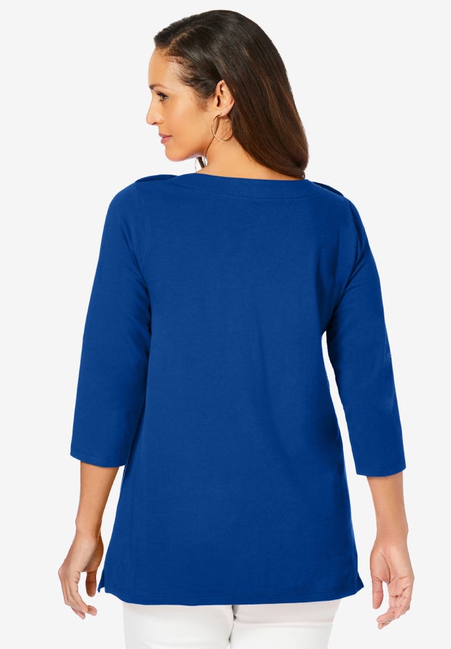 Stretch Cotton Boatneck Tunic image number 2