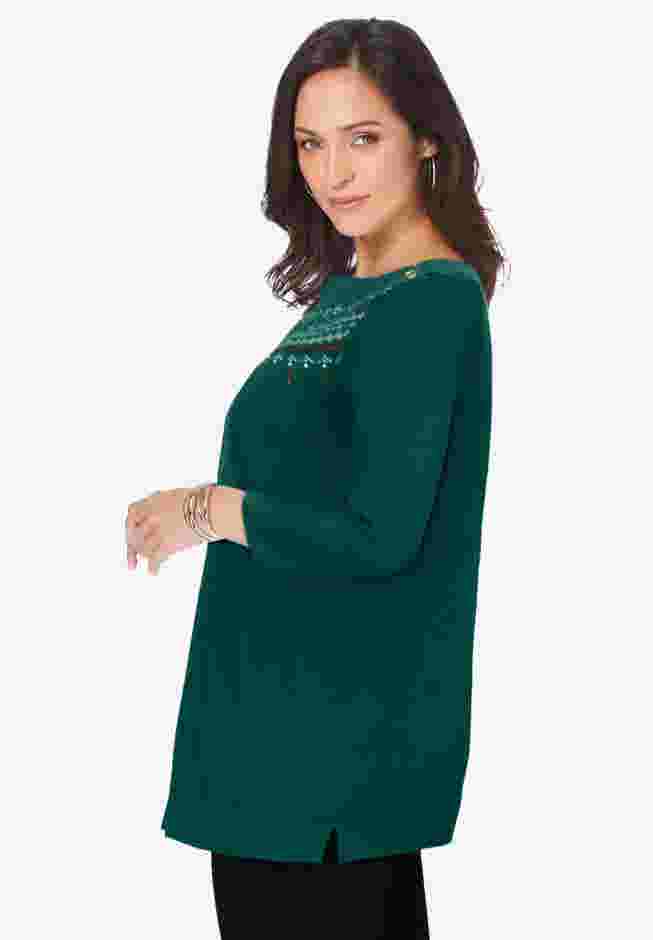 Stretch Cotton Boatneck Tunic image number 2
