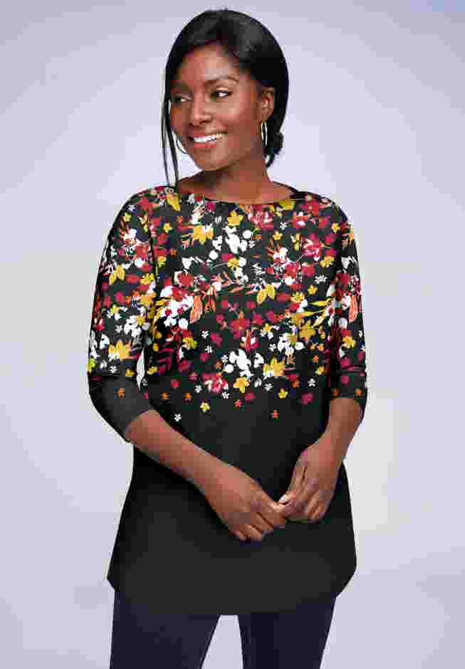 Stretch Cotton Boatneck Tunic image number 1