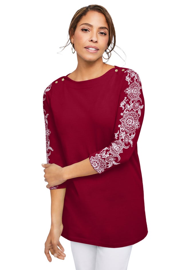 Stretch Cotton Boatneck Tunic image number 0